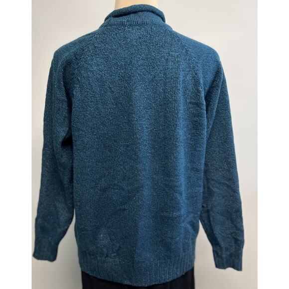 Vintage Roll Neck Chunky Knit Sweater Women's Oversized Teal Cape Cod 90s Y2K - Picture 4 of 8